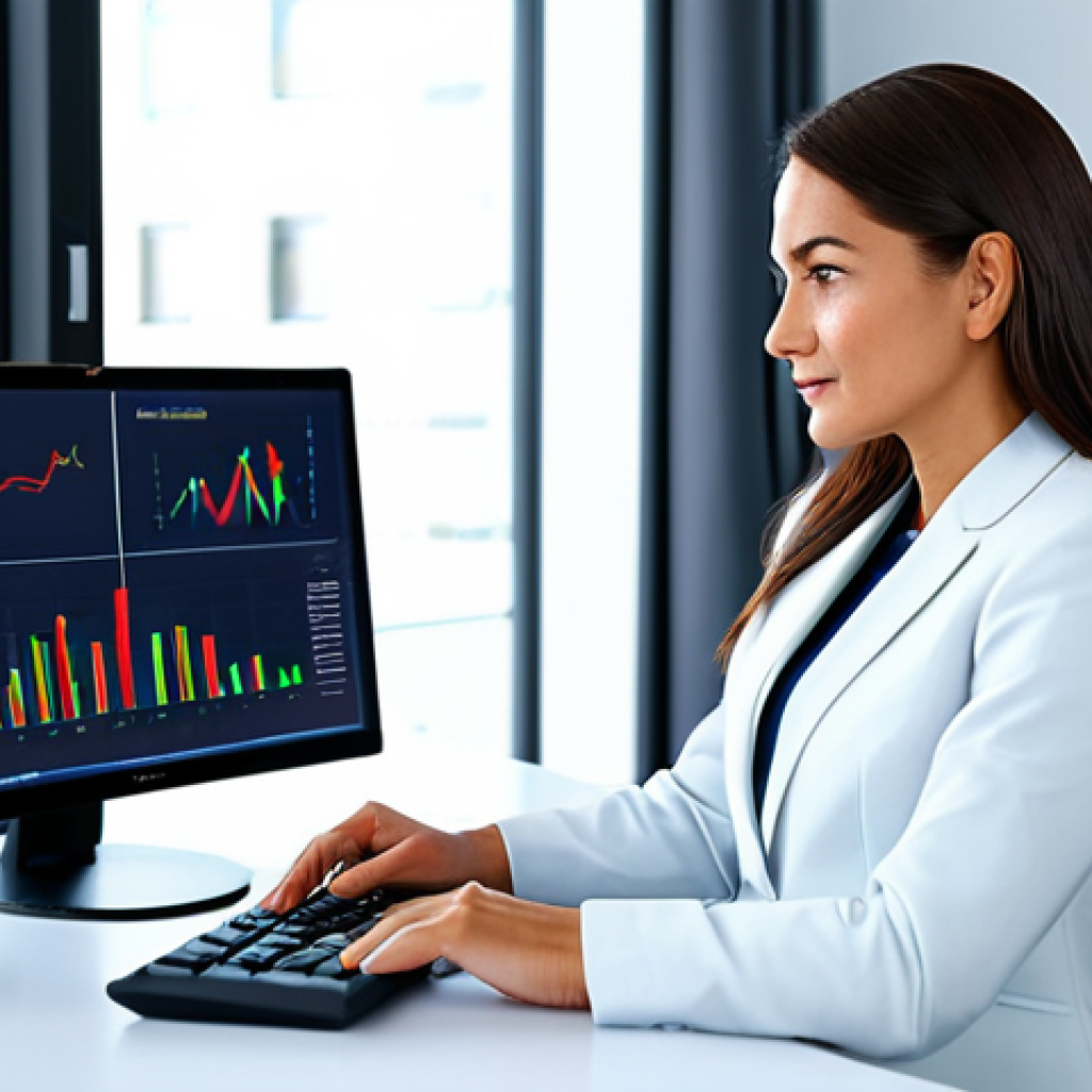 **

A professional businesswoman, dressed in a modest and appropriate business suit, sitting confidently at a clean desk in a modern, brightly lit office. She's analyzing charts and graphs on a computer screen, suggesting market research and financial planning. The overall feel is professional, informative, and safe for work. Perfect anatomy, correct proportions, fully clothed. High quality, appropriate content, family-friendly.

**