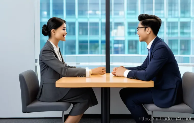 무역업 실무에서의 협상 기술 - **Prompt:** A diverse group of three business professionals (one man, two women, of varied ethniciti...