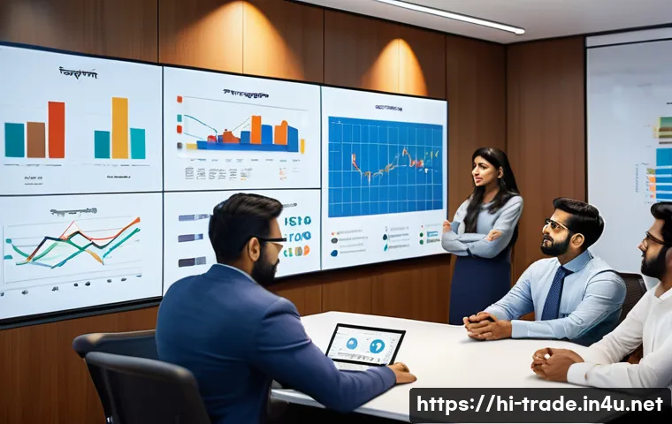 무역 이론의 기초와 응용 - A detailed business strategy meeting scene featuring diverse Indian professionals in formal attire d...