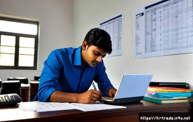 Home 17 무역 실무 입문자를 위한 강좌 - Photorealistic beginner trade training scene in India, a young Indian professional studying internat...