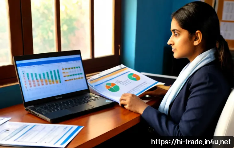 국제무역사의 자격증 유지 방법 - Photorealistic Indian trade professional in a neat home office, carefully organizing certification r...